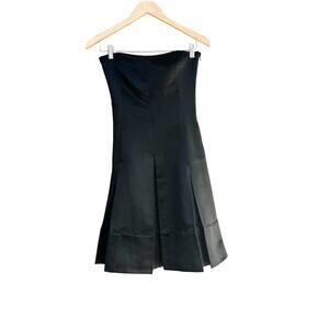 MNG Suit Black Strapless Dress 4 Aline LBD Old Money Event Wedding Satin Luxury